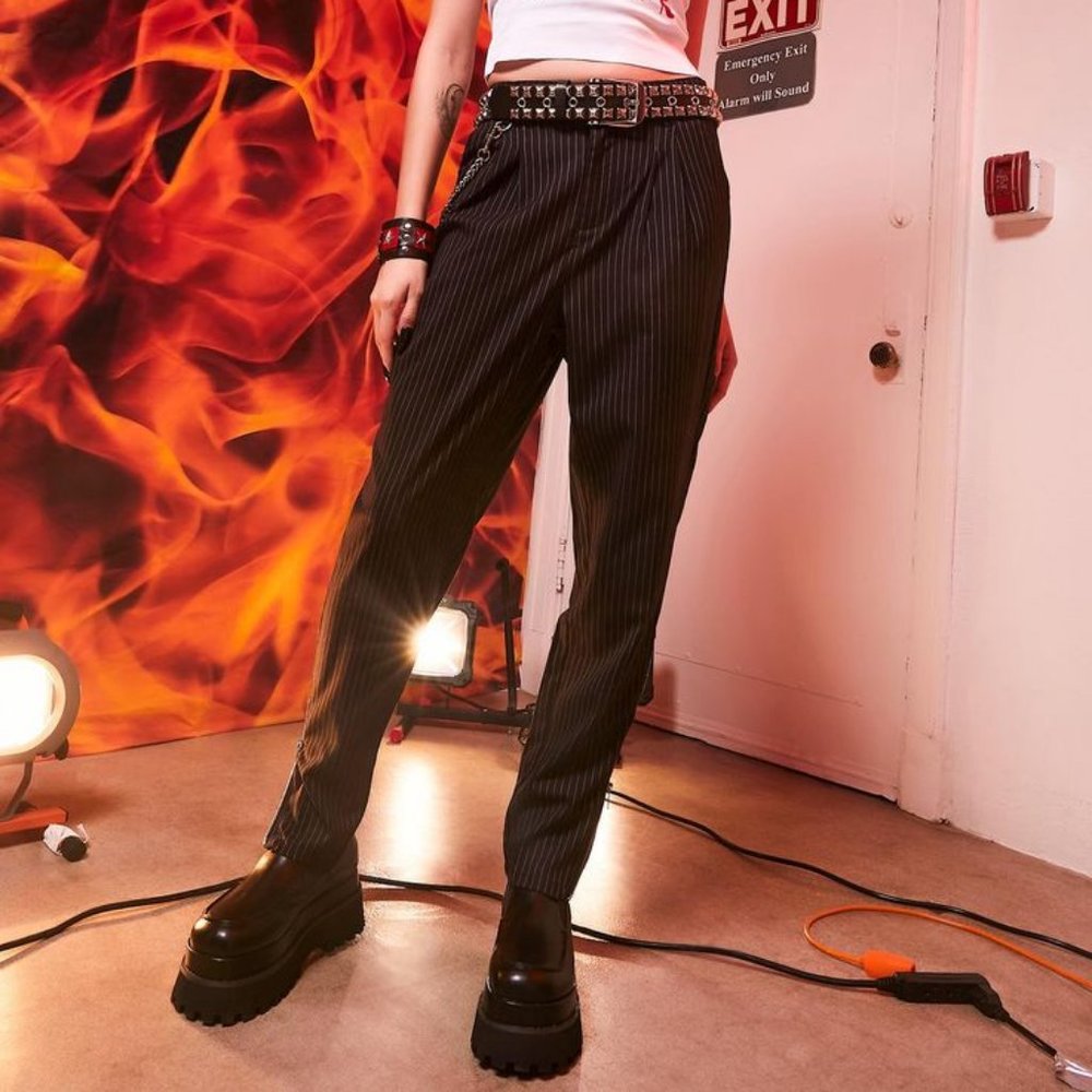 Current Mood Midrise Black Pinstripe Trousers